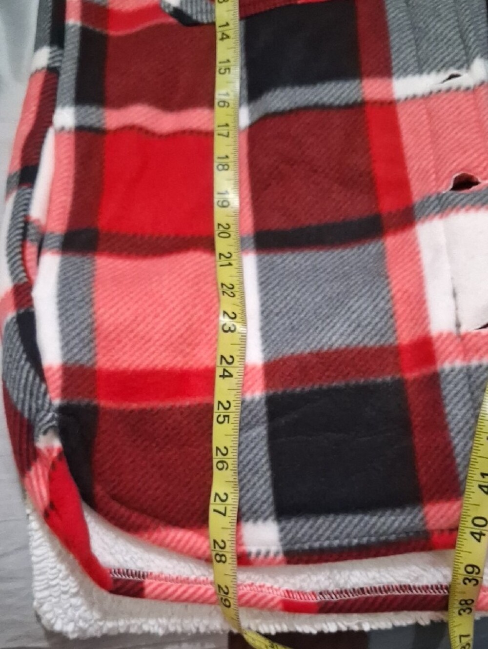 Helium London Sherpa-Lined Plaid Shacket in Red, Black & White - Picture 7 of 8